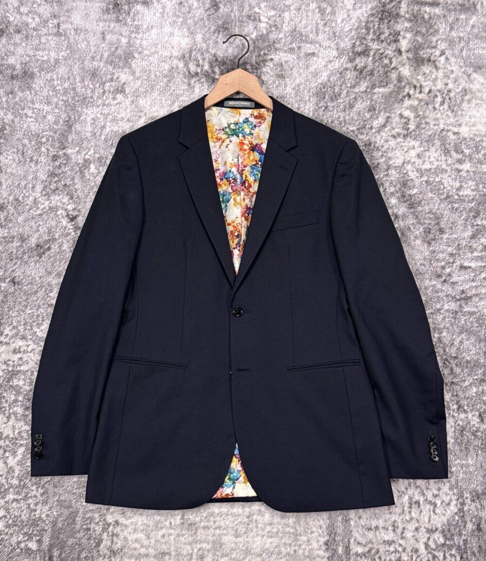 Indochino Sport Coat 42 Mens Blue Wool Cashmere Two Button Jacket Blazer